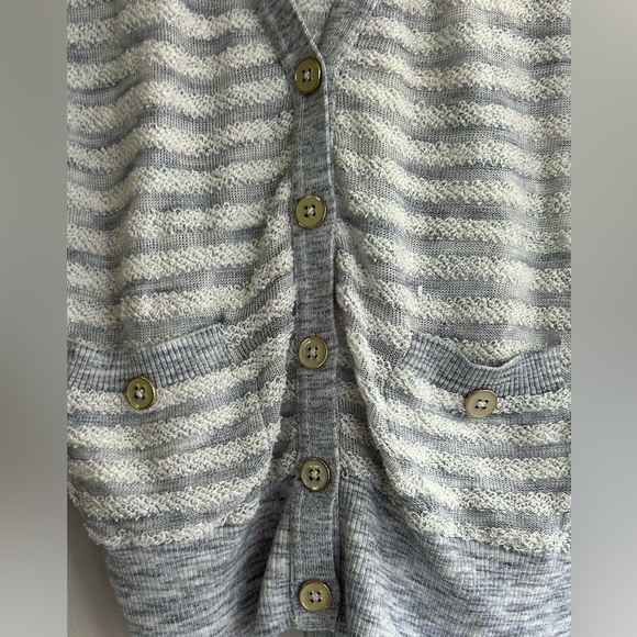 MOTH Terry Stripe Cardigan Sweater Lightweight Button Hood Coastal Classic | M - Picture 5 of 16